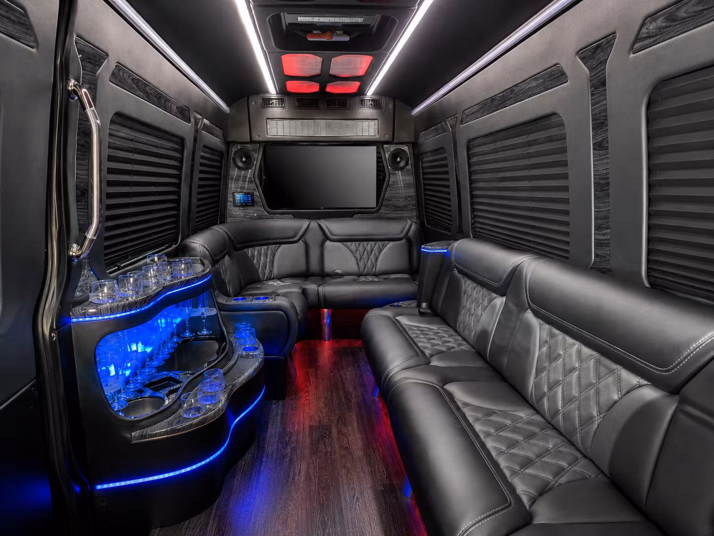 paramount 15 passenger party bus interior