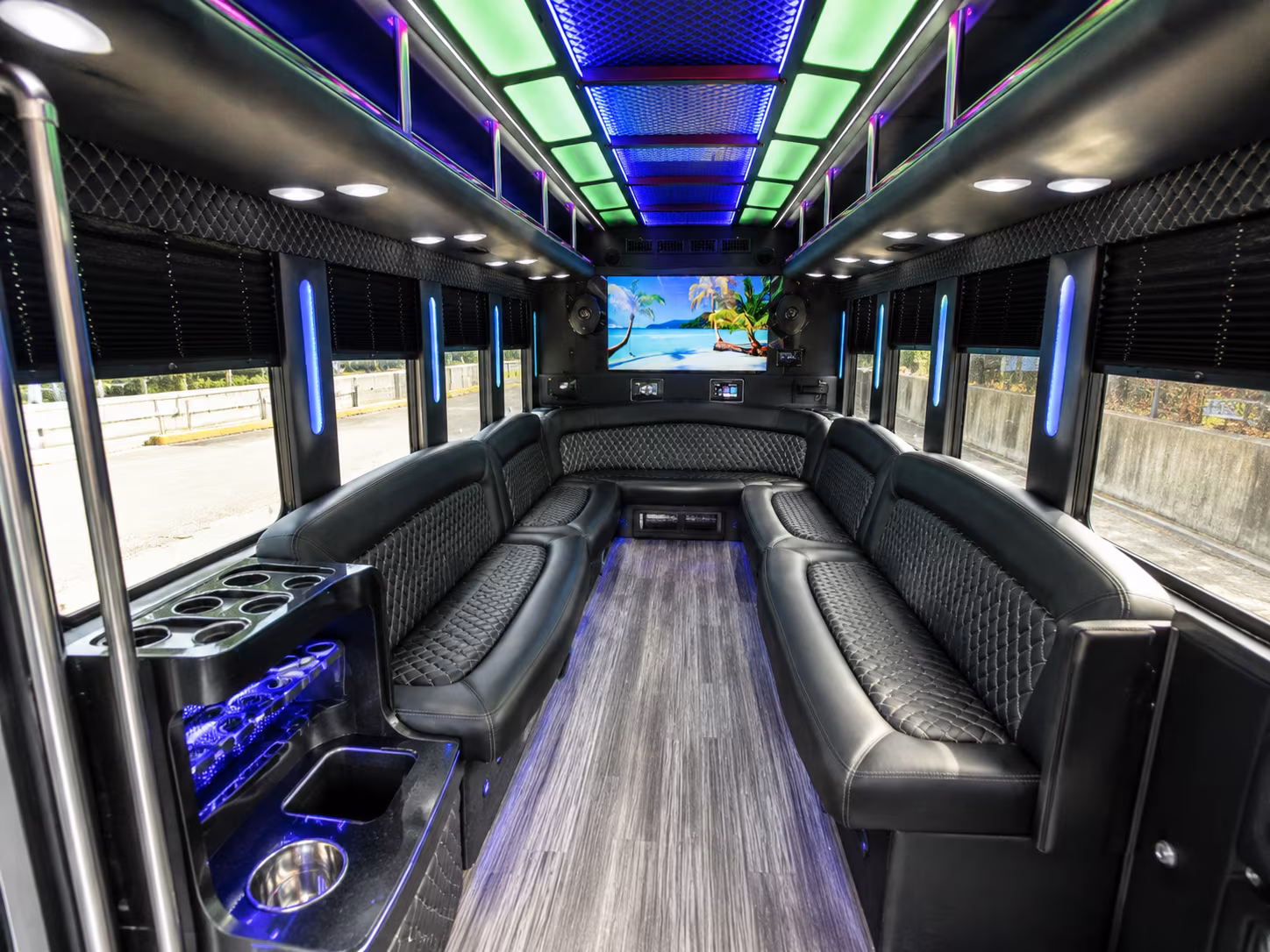 paramount 18 passenger party bus inside