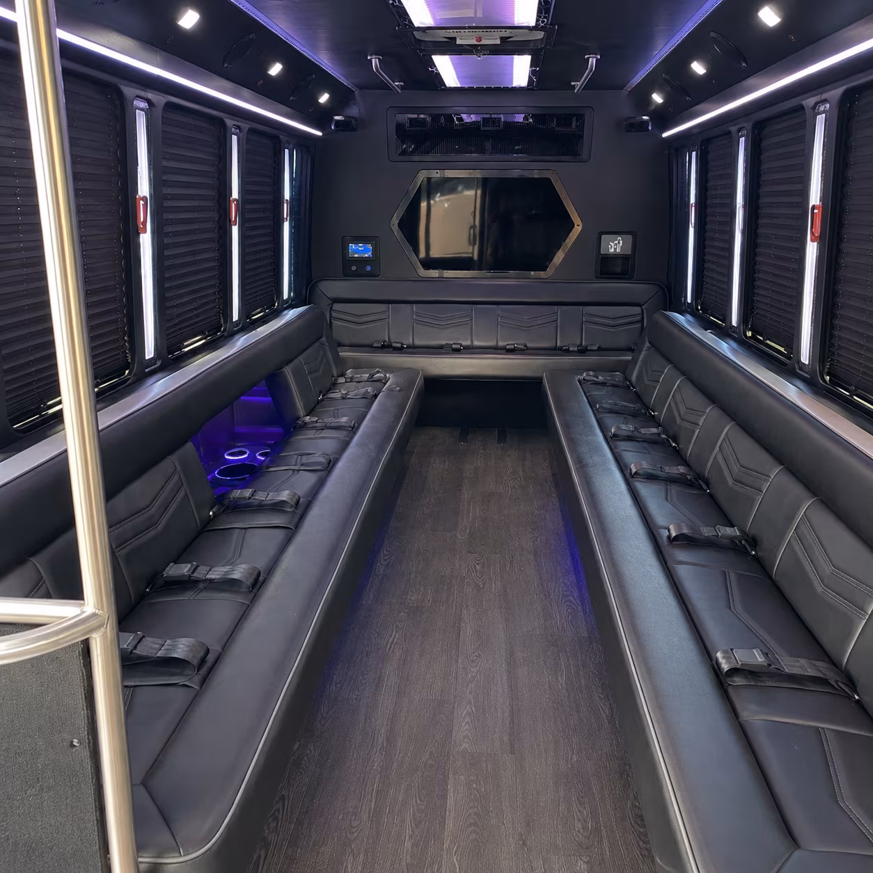 paramount 18 passenger party bus interior