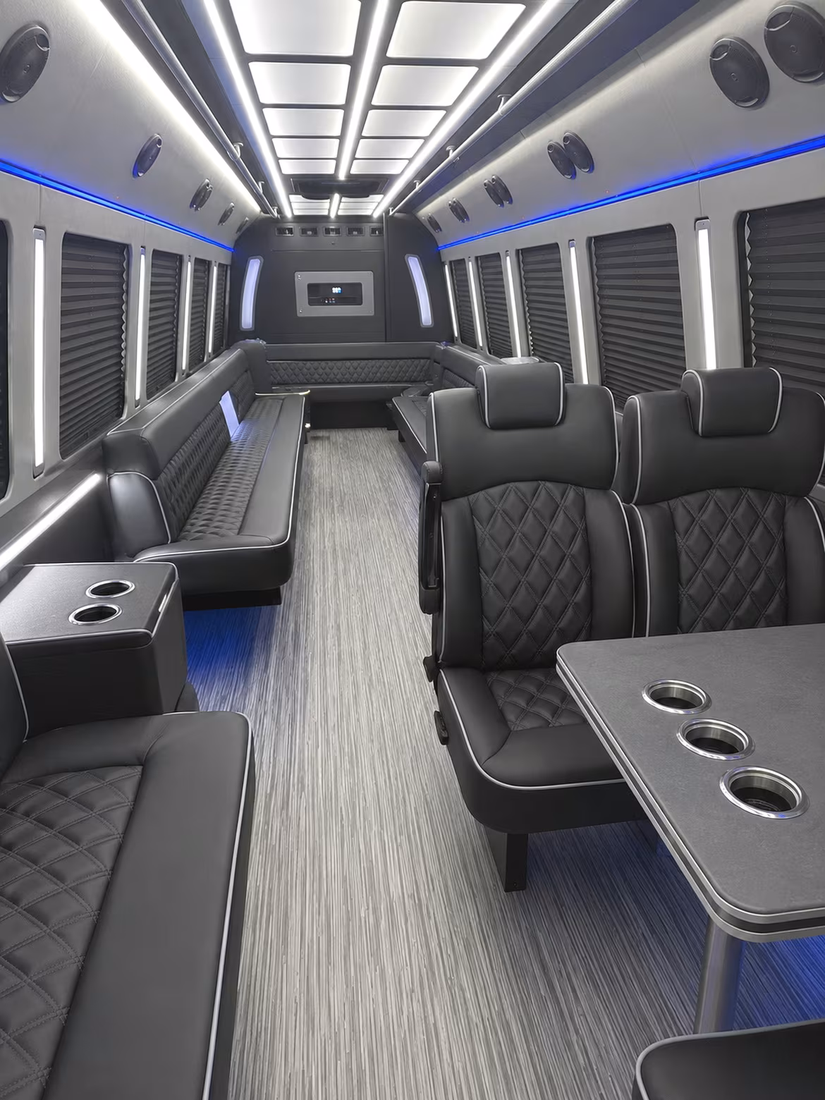 paramount 25 passenger party bus inside
