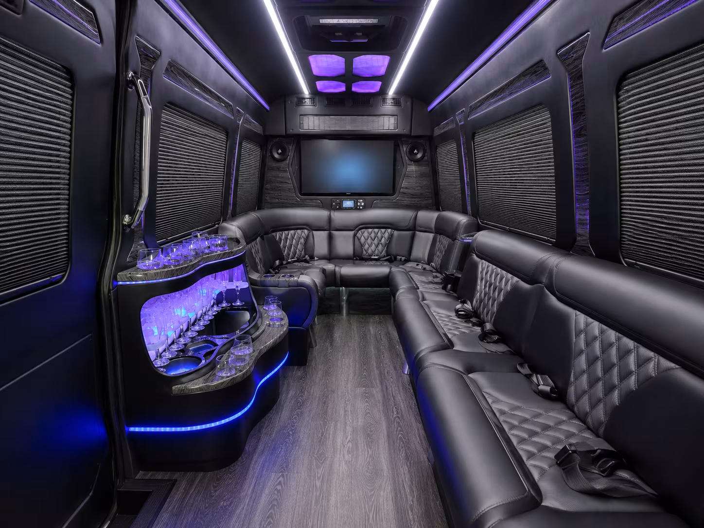 paramount 30 passenger party bus inside