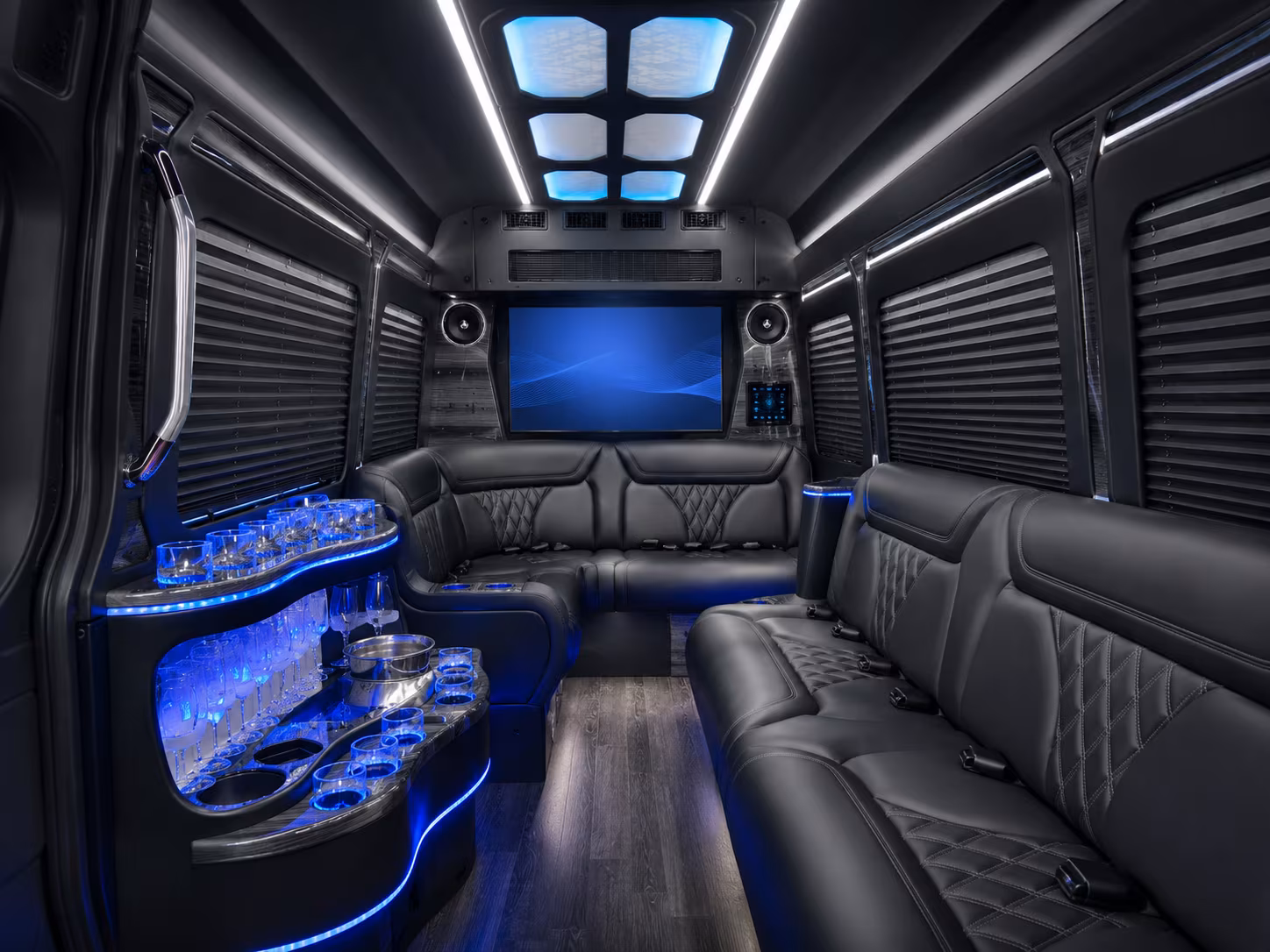 paramount 50 passenger party bus inside