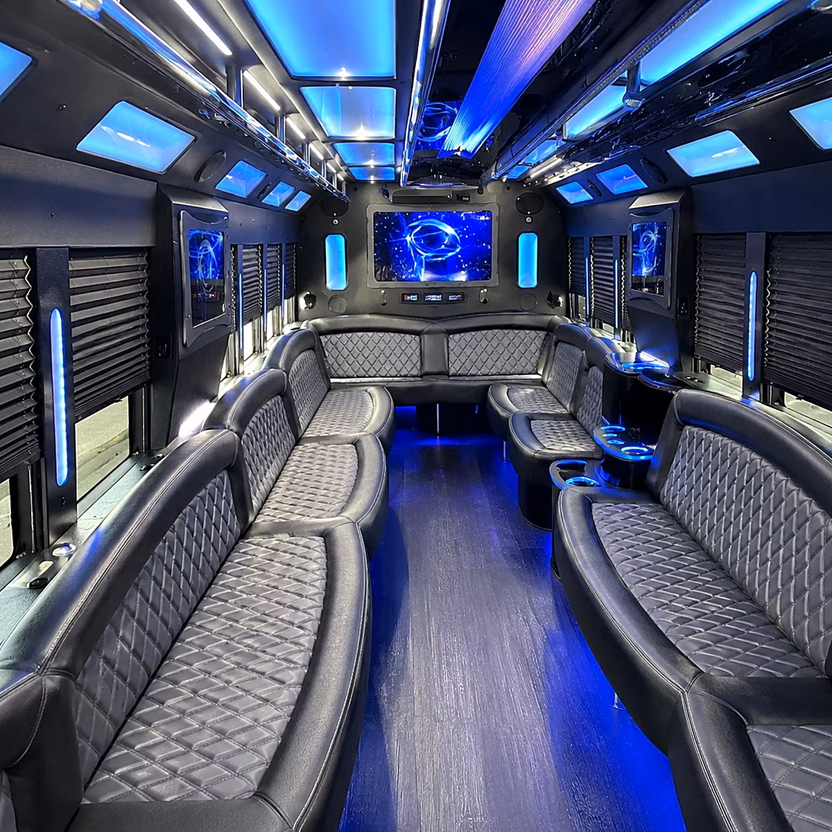 paramount 50 passenger party bus interior