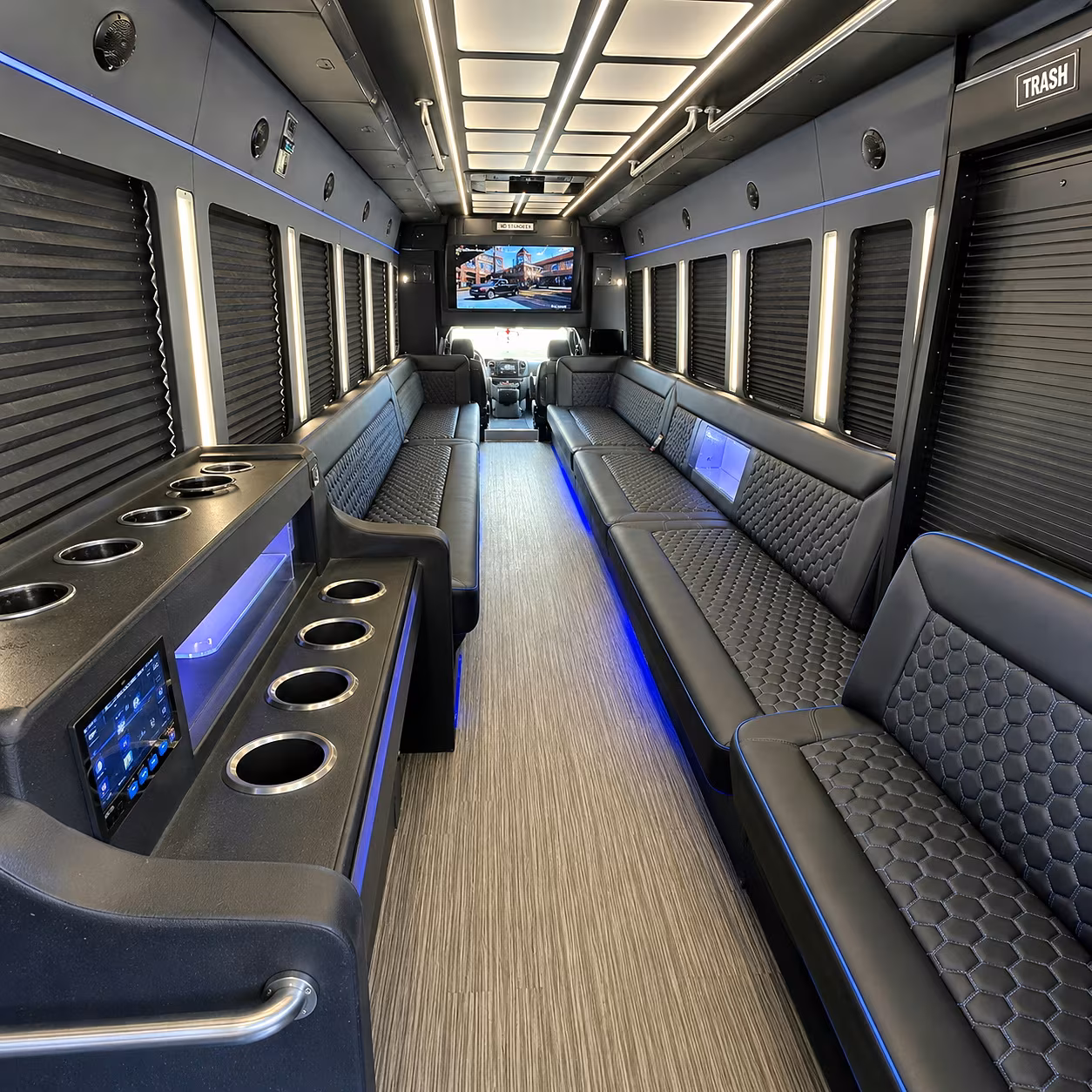 paramount party bus rental interior